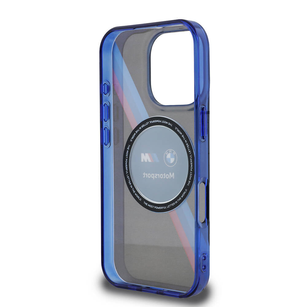 iPhone 16 Pro Max Kılıf BMW Orijinal Lisanslı M-safe Şarj Özellikli M Logolu Üç Renk Çizgili Motorsport Circle Kılıf