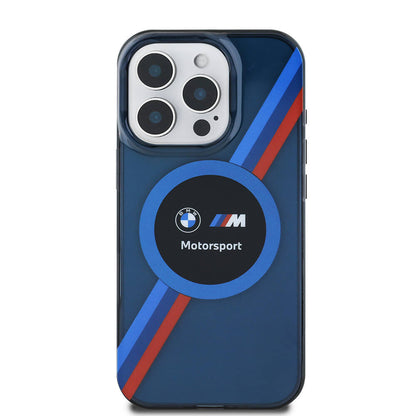 iPhone 16 Pro Max Kılıf BMW Orijinal Lisanslı M-safe Şarj Özellikli M Logolu Üç Renk Çizgili Motorsport Circle Kılıf