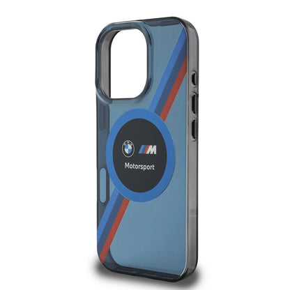 iPhone 16 Pro Max Kılıf BMW Orijinal Lisanslı M-safe Şarj Özellikli M Logolu Üç Renk Çizgili Motorsport Circle Kılıf