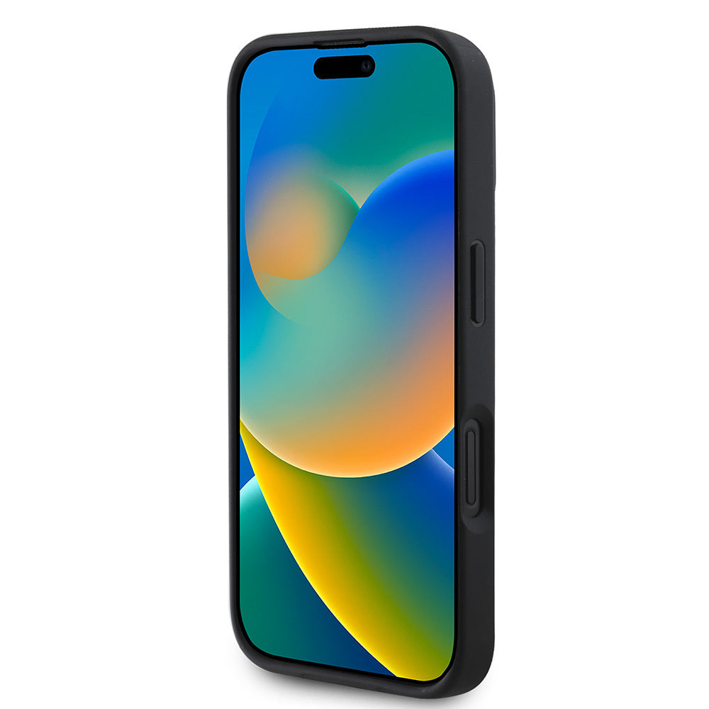 iPhone 16 Pro Max Kılıf BMW Orijinal Lisanslı M-safe Şarj Özellikli Metal Logolu Dokulu ve Çizgili Deri Kılıf