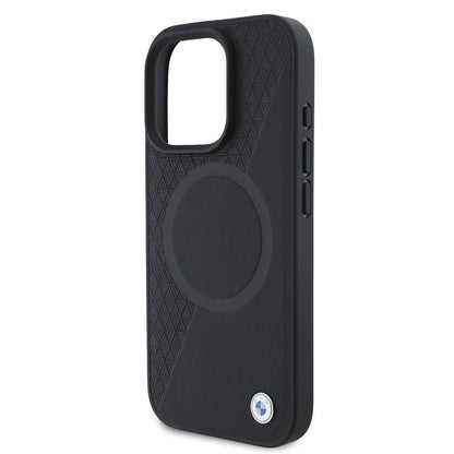 iPhone 16 Pro Max Kılıf BMW Orijinal Lisanslı M-safe Şarj Özellikli Metal Logolu Yarım Dokulu Circle Deri Kılıf