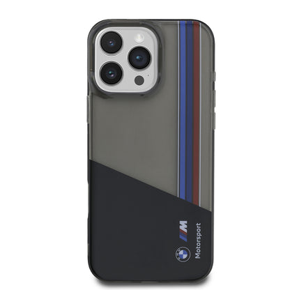 iPhone 16 Pro Max Kılıf BMW Orijinal Lisanslı Yarı Transparan M Dizayn Çizgili Kılıf