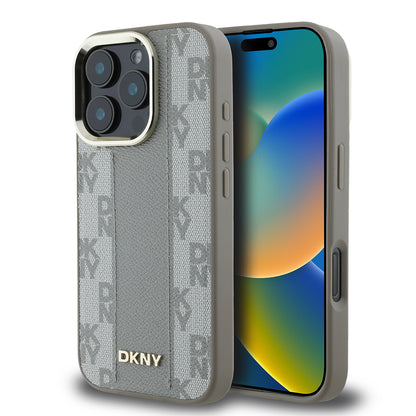 iPhone 16 Pro Max Kılıf DKNY Orijinal Lisanslı M-safe Şarj Özellikli 3D Yazılı Checkered Pattern Kılıf