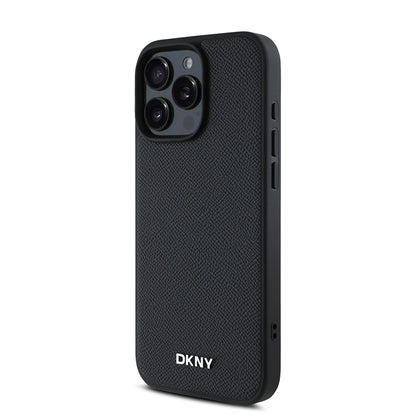 iPhone 16 Pro Max Kılıf DKNY Orijinal Lisanslı M-safe Şarj Özellikli Metal Logolu PU Deri Grained Kılıf