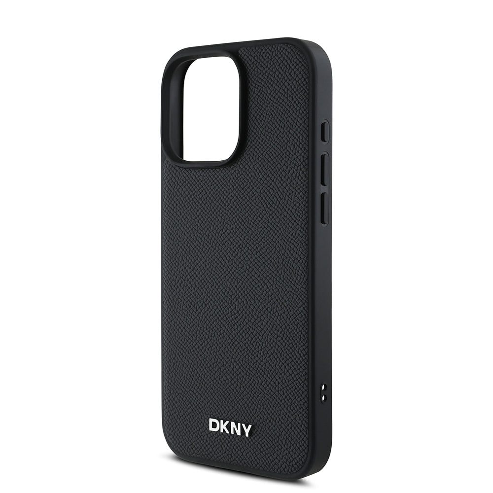 iPhone 16 Pro Max Kılıf DKNY Orijinal Lisanslı M-safe Şarj Özellikli Metal Logolu PU Deri Grained Kılıf