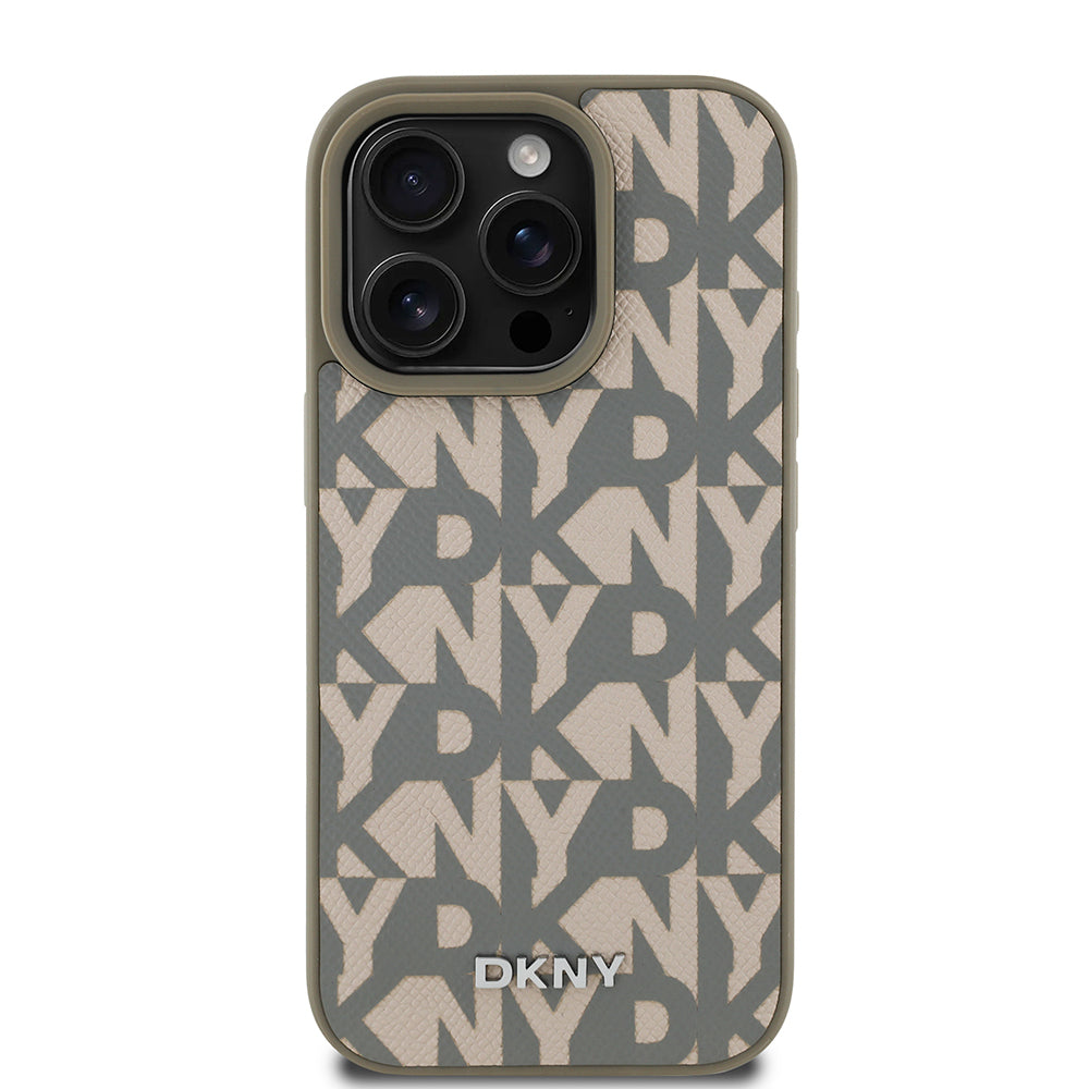 iPhone 16 Pro Max Kılıf DKNY Orjinal Lisanslı M-safe Şarj Özellikli 3D Yazılı Grid Pattern Kılıf