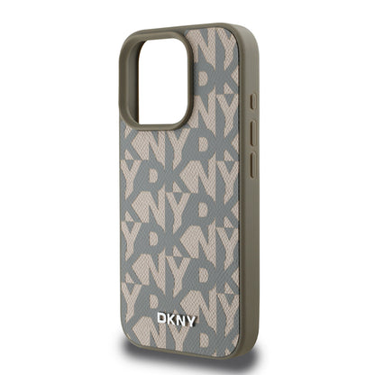 iPhone 16 Pro Max Kılıf DKNY Orjinal Lisanslı M-safe Şarj Özellikli 3D Yazılı Grid Pattern Kılıf