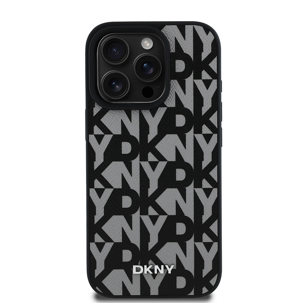 iPhone 16 Pro Max Kılıf DKNY Orjinal Lisanslı M-safe Şarj Özellikli 3D Yazılı Grid Pattern Kılıf