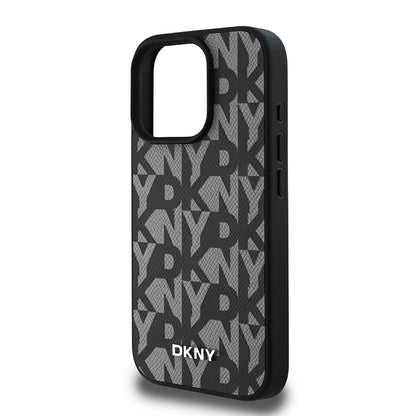 iPhone 16 Pro Max Kılıf DKNY Orjinal Lisanslı M-safe Şarj Özellikli 3D Yazılı Grid Pattern Kılıf
