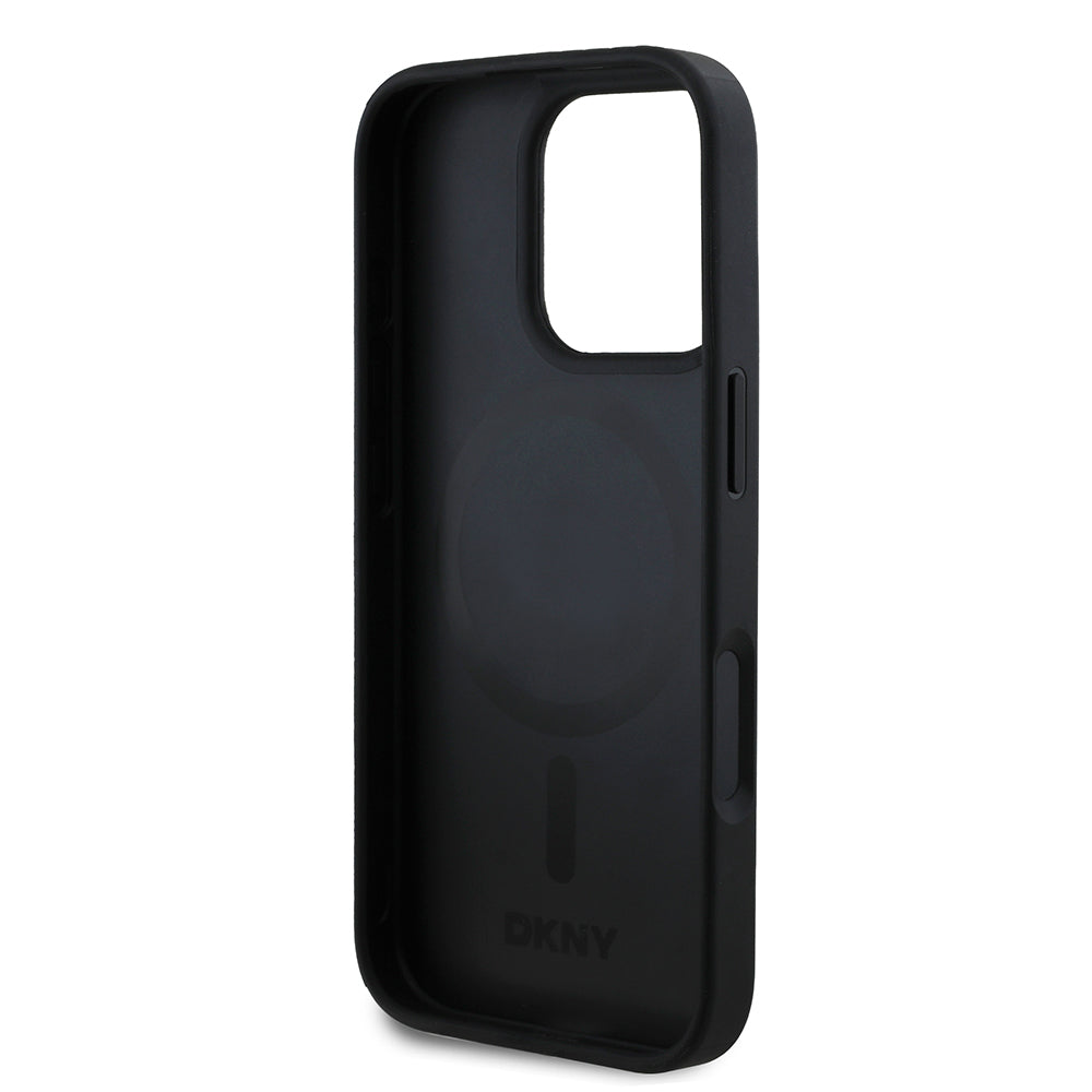 iPhone 16 Pro Max Kılıf DKNY Orjinal Lisanslı M-safe Şarj Özellikli 3D Yazılı Grid Pattern Kılıf