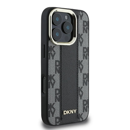 iPhone 16 Pro Max Kılıf DKNY Orjinal Lisanslı M-safe Şarj Özellikli 3D Yazılı Checkered Pattern Kılıf