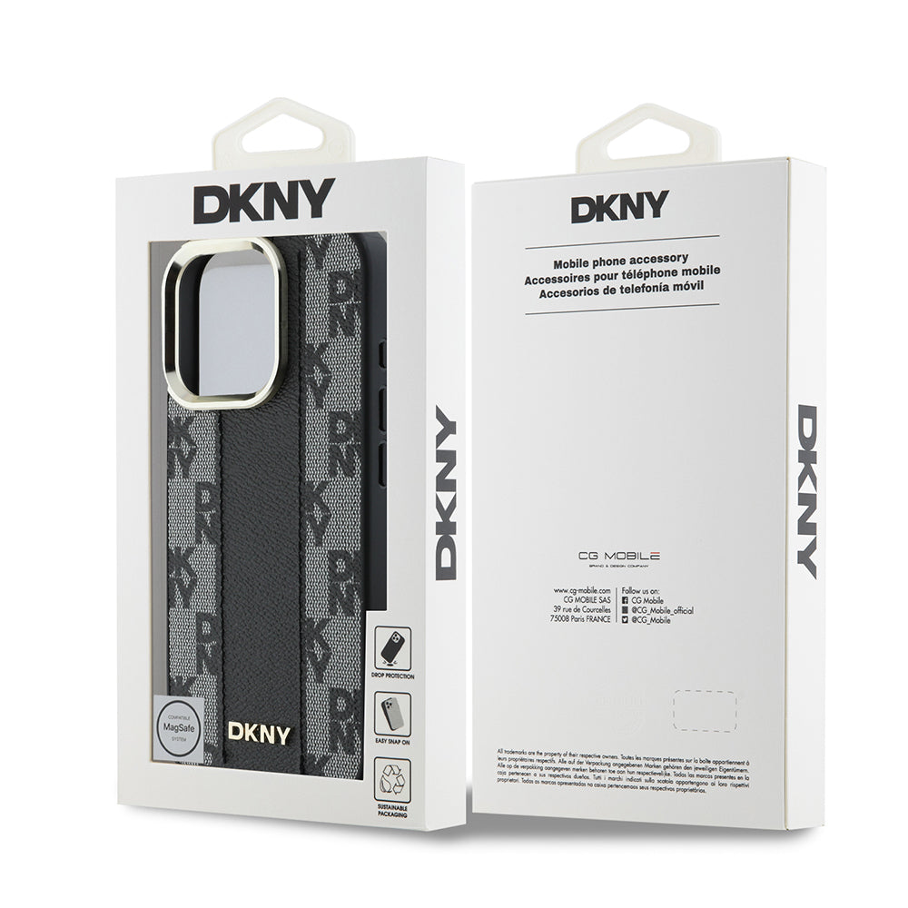 iPhone 16 Pro Max Kılıf DKNY Orjinal Lisanslı M-safe Şarj Özellikli 3D Yazılı Checkered Pattern Kılıf