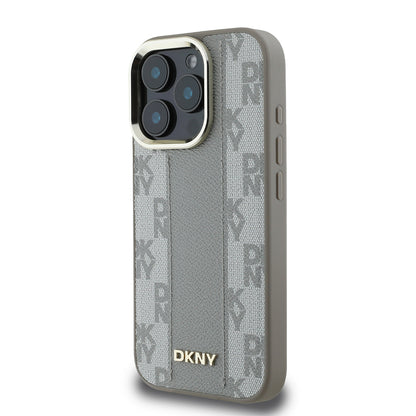 iPhone 16 Pro Max Kılıf DKNY Orjinal Lisanslı M-safe Şarj Özellikli 3D Yazılı Checkered Pattern Kılıf