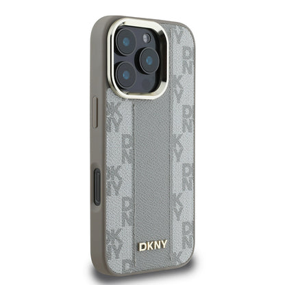 iPhone 16 Pro Max Kılıf DKNY Orjinal Lisanslı M-safe Şarj Özellikli 3D Yazılı Checkered Pattern Kılıf