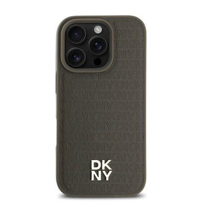 iPhone 16 Pro Max Kılıf DKNY Orjinal Lisanslı M-safe Şarj Özellikli 3D Yazılı Repeat Pattern Kılıf