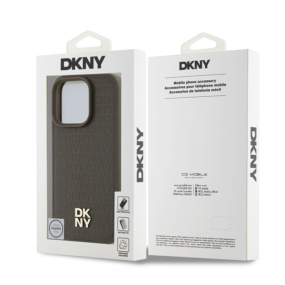 iPhone 16 Pro Max Kılıf DKNY Orjinal Lisanslı M-safe Şarj Özellikli 3D Yazılı Repeat Pattern Kılıf