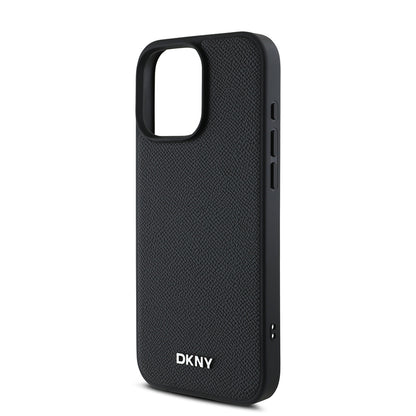 iPhone 16 Pro Max Kılıf DKNY Orjinal Lisanslı M-safe Şarj Özellikli Metal Logolu PU Deri Grained Kılıf