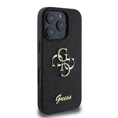 iPhone 16 Pro Max Kılıf Guess Orijinal Lisanslı 4G Büyük Metal Logolu Glitter Kılıf