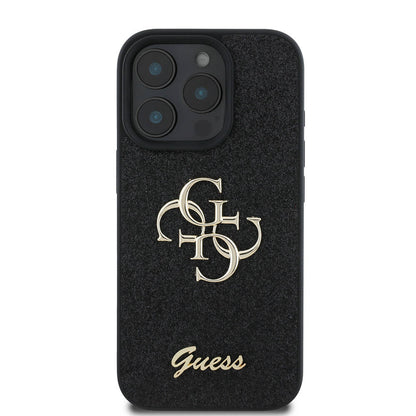 iPhone 16 Pro Max Kılıf Guess Orijinal Lisanslı 4G Büyük Metal Logolu Glitter Kılıf
