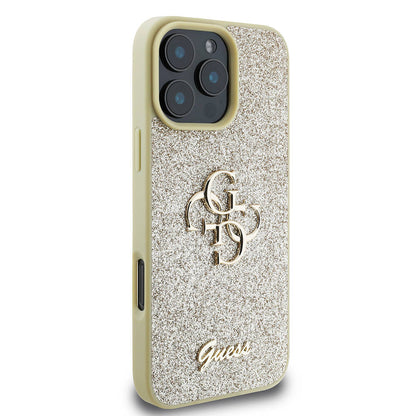 iPhone 16 Pro Max Kılıf Guess Orijinal Lisanslı 4G Büyük Metal Logolu Glitter Kılıf