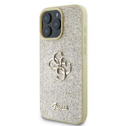 iPhone 16 Pro Max Kılıf Guess Orijinal Lisanslı 4G Büyük Metal Logolu Glitter Kılıf