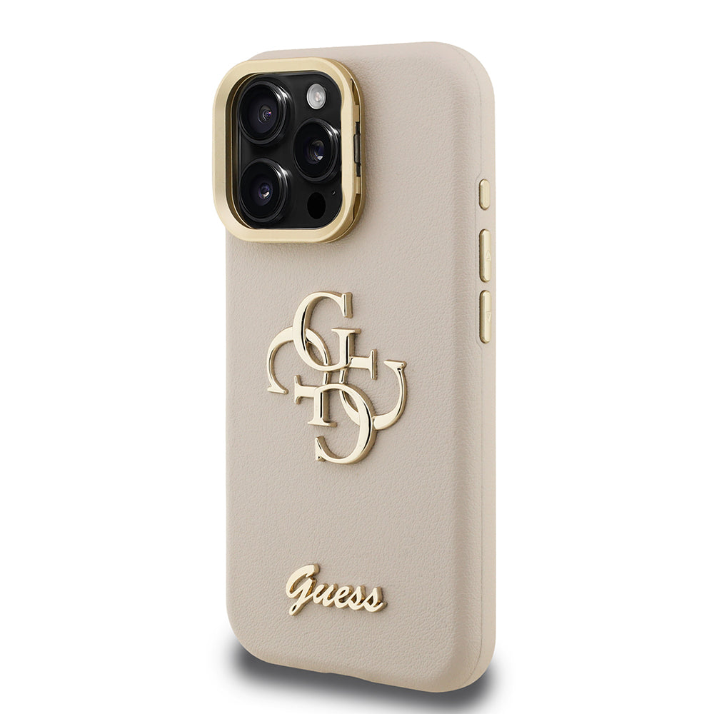 iPhone 16 Pro Max Kılıf Guess Orijinal Lisanslı Grained Yazı Logolu Kamera Standlı Kılıf