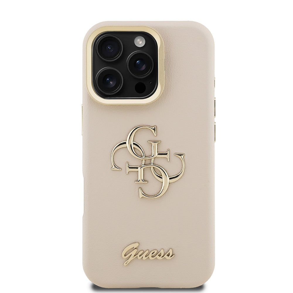 iPhone 16 Pro Max Kılıf Guess Orijinal Lisanslı Grained Yazı Logolu Kamera Standlı Kılıf