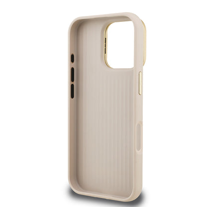 iPhone 16 Pro Max Kılıf Guess Orijinal Lisanslı Grained Yazı Logolu Kamera Standlı Kılıf