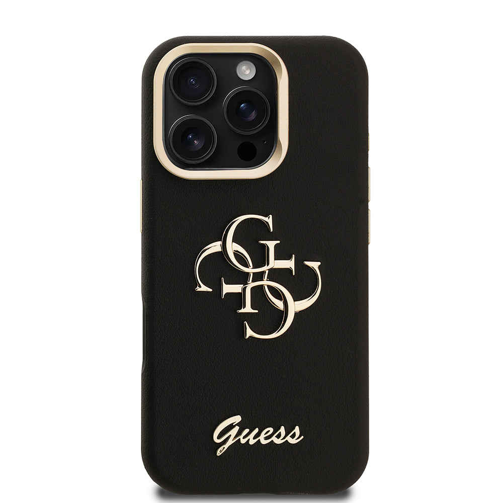 iPhone 16 Pro Max Kılıf Guess Orijinal Lisanslı Grained Yazı Logolu Kamera Standlı Kılıf