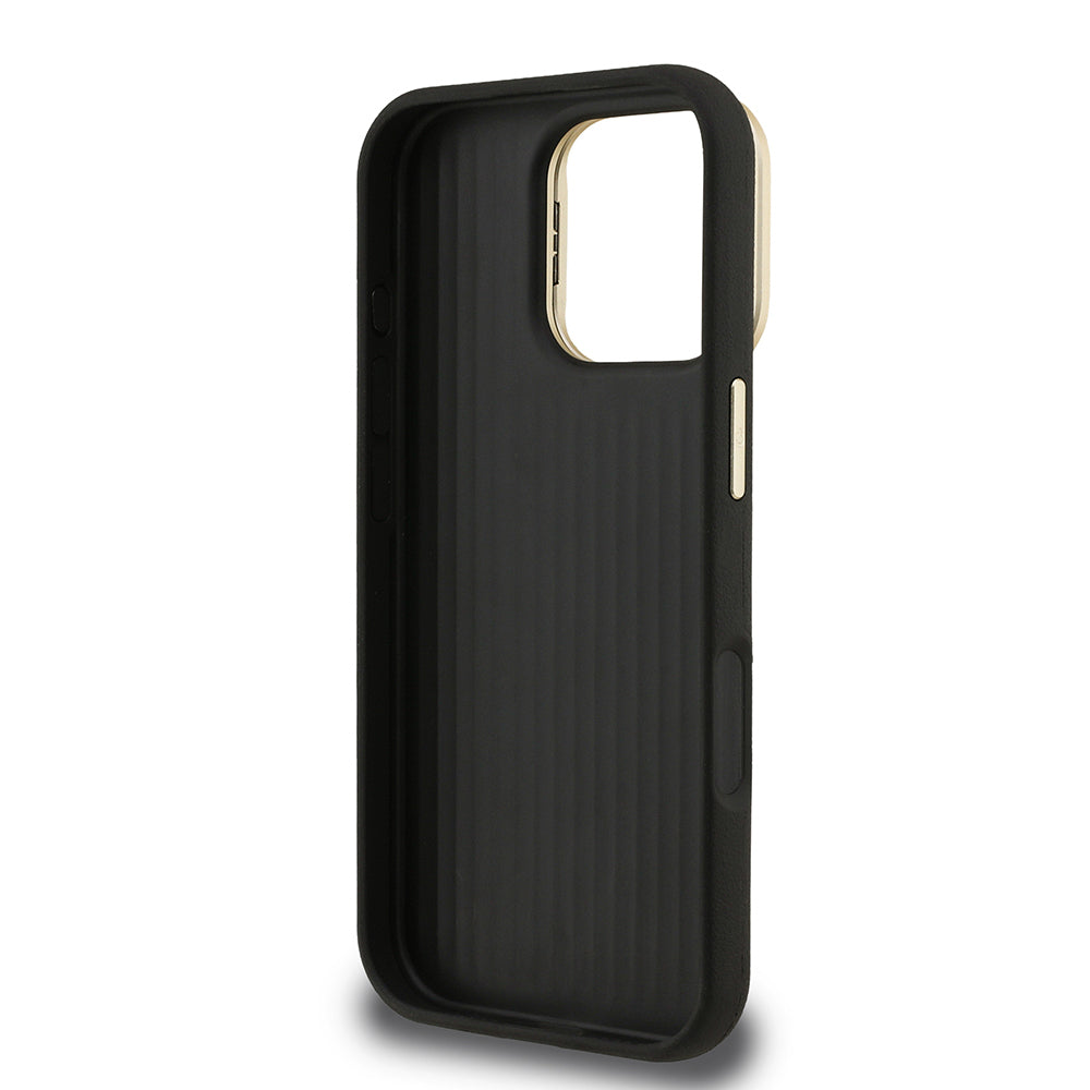 iPhone 16 Pro Max Kılıf Guess Orijinal Lisanslı Grained Yazı Logolu Kamera Standlı Kılıf