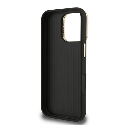 iPhone 16 Pro Max Kılıf Guess Orijinal Lisanslı Grained Yazı Logolu Kamera Standlı Kılıf