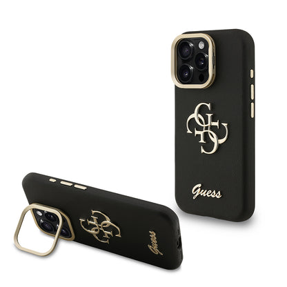iPhone 16 Pro Max Kılıf Guess Orijinal Lisanslı Grained Yazı Logolu Kamera Standlı Kılıf