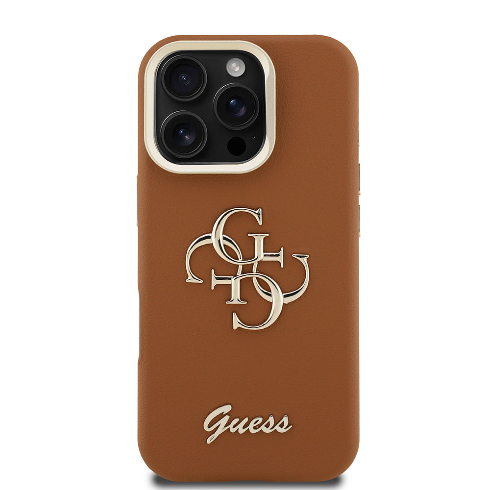 iPhone 16 Pro Max Kılıf Guess Orijinal Lisanslı Grained Yazı Logolu Kamera Standlı Kılıf