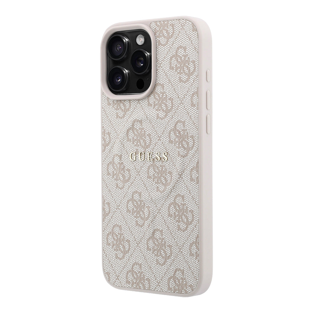 iPhone 16 Pro Max Kılıf Guess Orijinal Lisanslı M-safe Kabartmalı 4G Desenli Yazı Logolu Kılıf