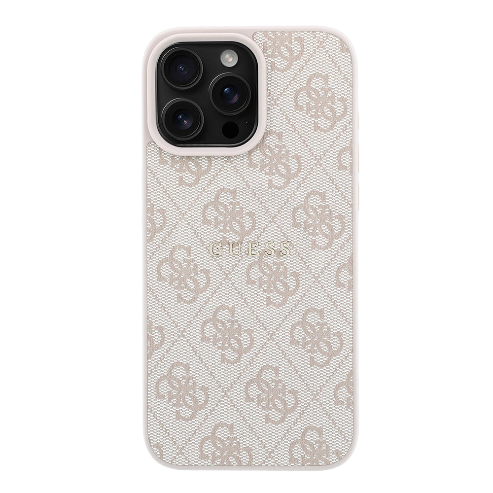 iPhone 16 Pro Max Kılıf Guess Orijinal Lisanslı M-safe Kabartmalı 4G Desenli Yazı Logolu Kılıf