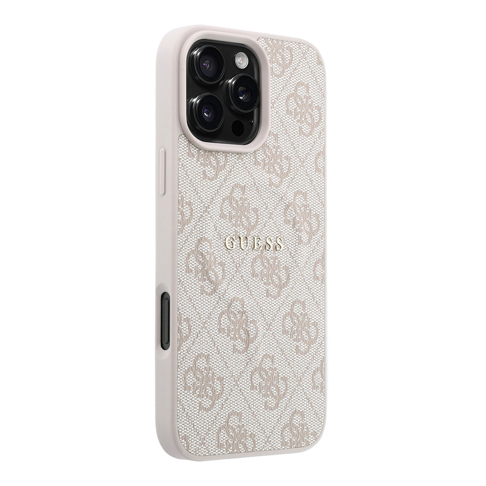 iPhone 16 Pro Max Kılıf Guess Orijinal Lisanslı M-safe Kabartmalı 4G Desenli Yazı Logolu Kılıf
