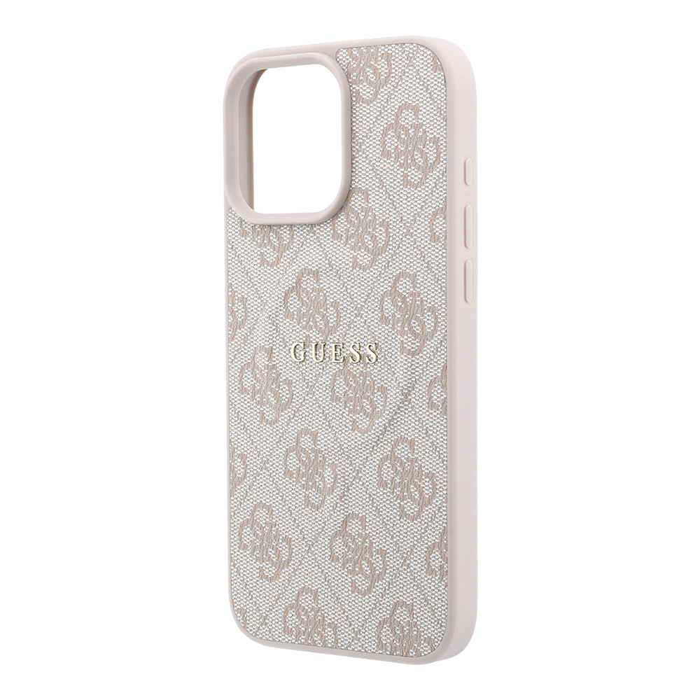 iPhone 16 Pro Max Kılıf Guess Orijinal Lisanslı M-safe Kabartmalı 4G Desenli Yazı Logolu Kılıf