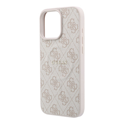 iPhone 16 Pro Max Kılıf Guess Orijinal Lisanslı M-safe Kabartmalı 4G Desenli Yazı Logolu Kılıf