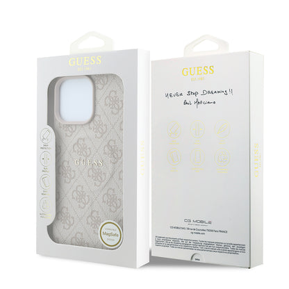 iPhone 16 Pro Max Kılıf Guess Orijinal Lisanslı M-safe Kabartmalı 4G Desenli Yazı Logolu Kılıf