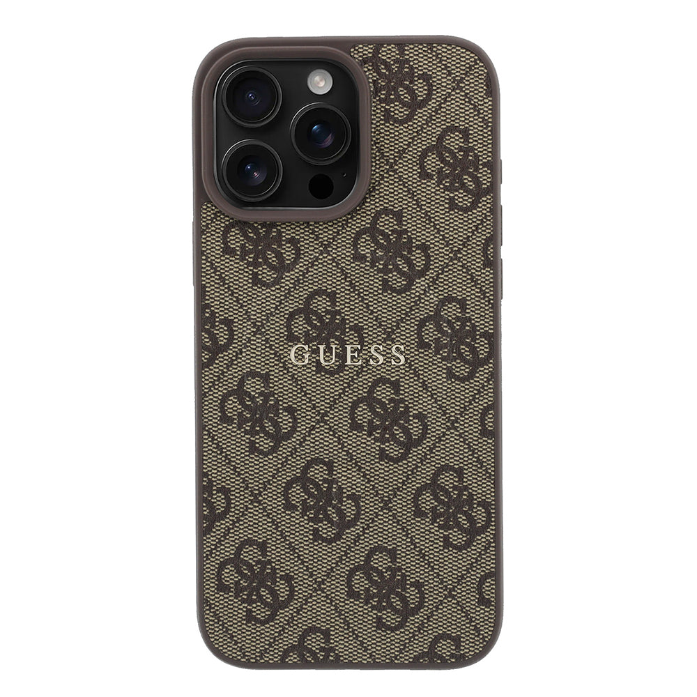 iPhone 16 Pro Max Kılıf Guess Orijinal Lisanslı M-safe Kabartmalı 4G Desenli Yazı Logolu Kılıf