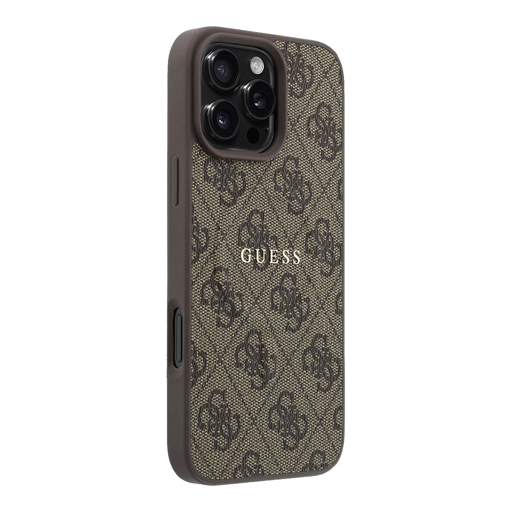 iPhone 16 Pro Max Kılıf Guess Orijinal Lisanslı M-safe Kabartmalı 4G Desenli Yazı Logolu Kılıf