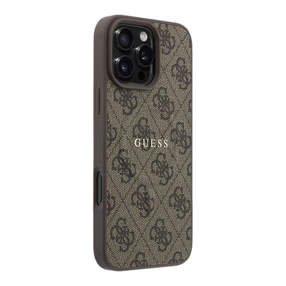iPhone 16 Pro Max Kılıf Guess Orijinal Lisanslı M-safe Kabartmalı 4G Desenli Yazı Logolu Kılıf