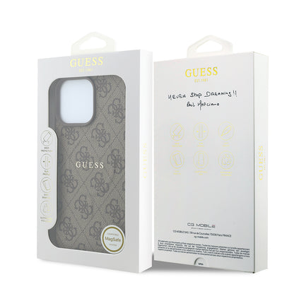 iPhone 16 Pro Max Kılıf Guess Orijinal Lisanslı M-safe Kabartmalı 4G Desenli Yazı Logolu Kılıf