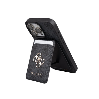 iPhone 16 Pro Max Kılıf Guess Orijinal Lisanslı M-safe Şarj Özellikli 4G Metal Büyük Logolu Kartlıklı Kılıf