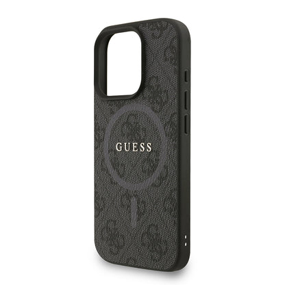 iPhone 16 Pro Max Kılıf Guess Orijinal Lisanslı M-safe Şarj Özellikli PU Deri Bilek Askı İpli Yazı Logolu Kılıf