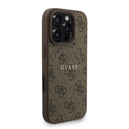 iPhone 16 Pro Max Kılıf Guess Orijinal Lisanslı M-safe Şarj Özellikli PU Deri Bilek Askı İpli Yazı Logolu Kılıf