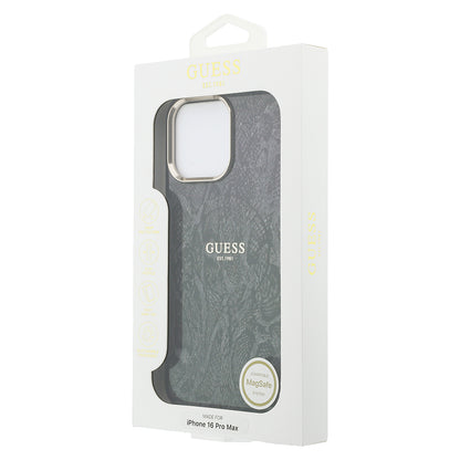 iPhone 16 Pro Max Kılıf Guess Orijinal Lisanslı M-safe Şarj Özellikli Yazı Logolu Python Desenli Kılıf