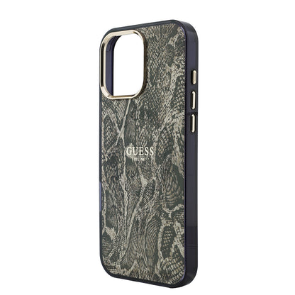 iPhone 16 Pro Max Kılıf Guess Orijinal Lisanslı M-safe Şarj Özellikli Yazı Logolu Python Desenli Kılıf