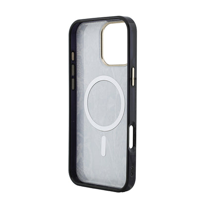 iPhone 16 Pro Max Kılıf Guess Orijinal Lisanslı M-safe Şarj Özellikli Yazı Logolu Python Desenli Kılıf