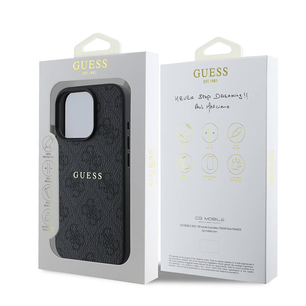 iPhone 16 Pro Max Kılıf Guess Orijinal Lisanslı M-safe Şarj Özellikli 4G Desenli Yazı Logolu Kılıf